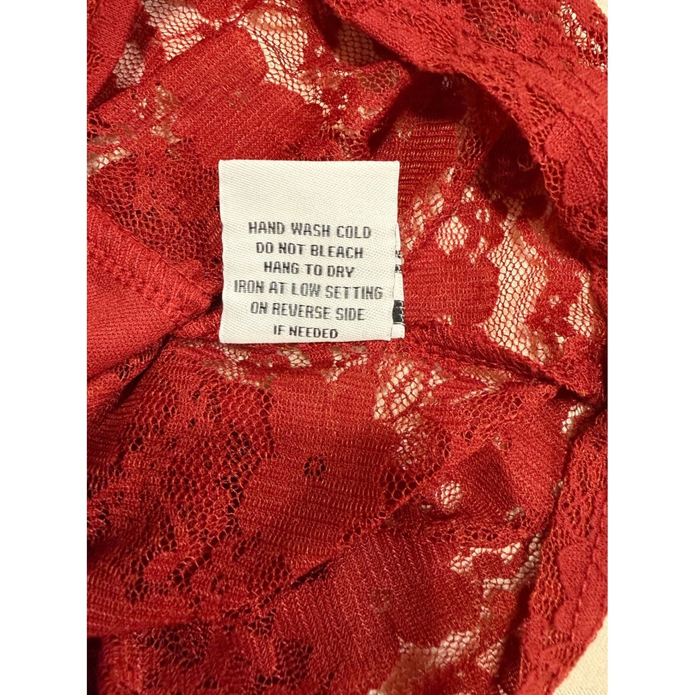 Faded‎ Rose Lace Camisole Womens Large Burgundy Sheer V-Neck Cropped Romantic - Picture 5 of 8